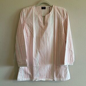 NWT UNTUCKIt Tunic Top Split-Neck Women’s 4 Cotton Pinstripe White/Orange
